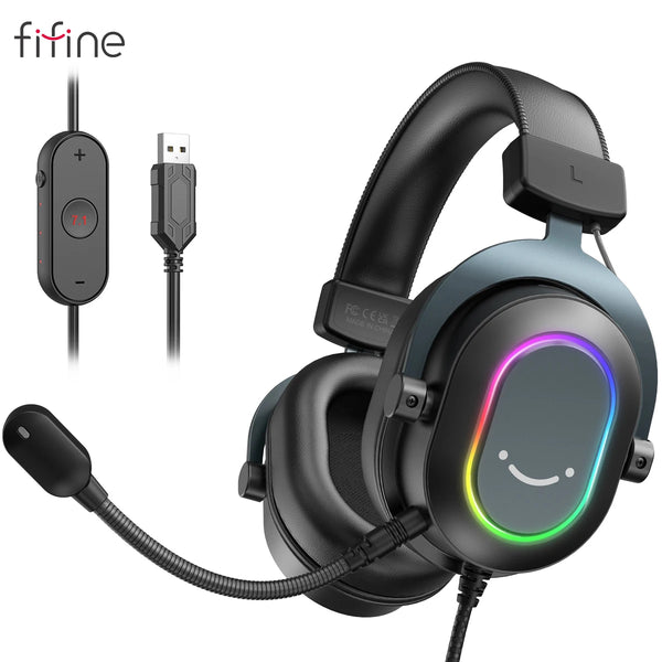 **Fifine RGB Gaming Headset with 7.1 Surround Sound**